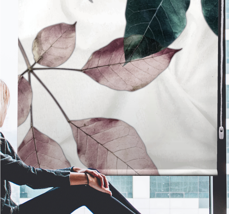 Lehtien kasvitieteellinen teema olohuoneen rullaverho - Tenstickers