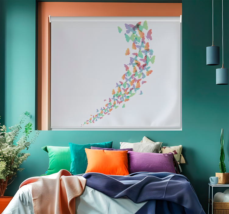 Lentävät verkossa perhoskuvioinen rullaverho - Tenstickers