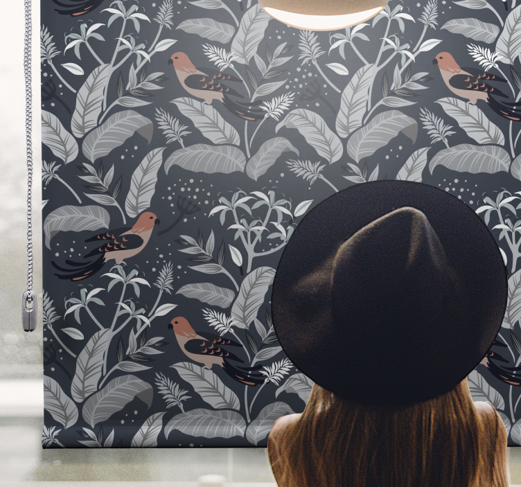 Lintu lehtien kuvio kukka- ja kasvikuvioinen rullaverho - Tenstickers