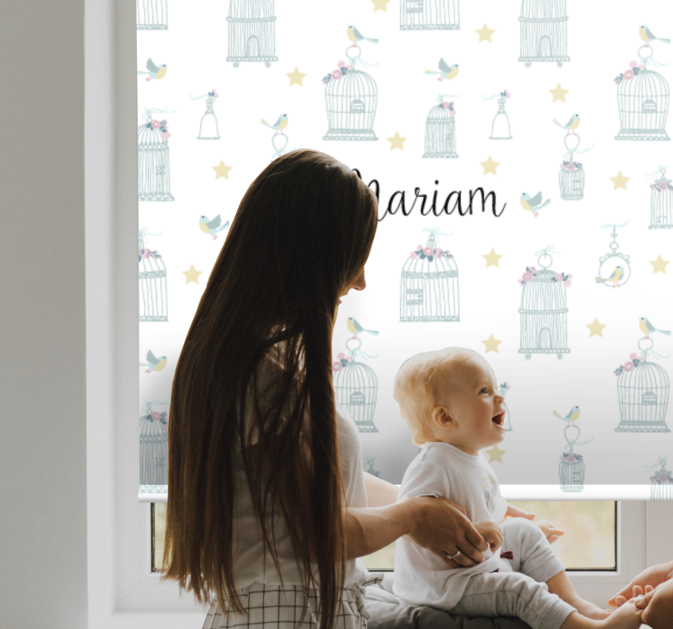 Linnunhäkit nimellä päiväkodin rullaverho - Tenstickers