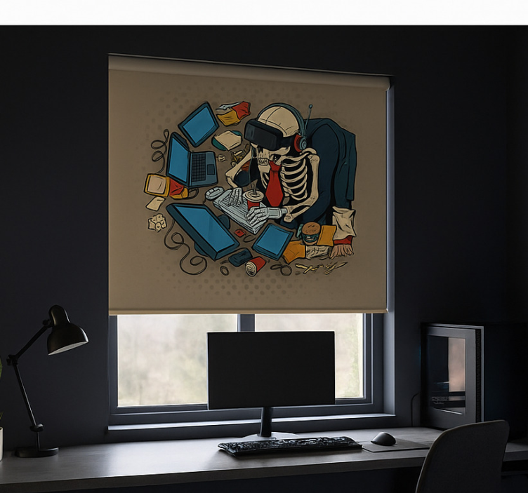 Luuranko retropelaaja nörtti-tyylinen rullaverho - Tenstickers