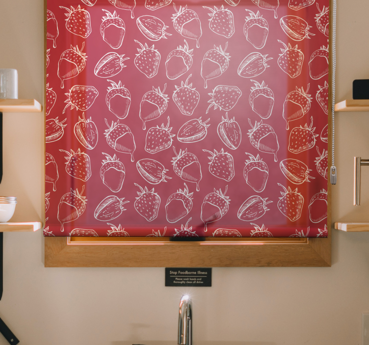 Mansikka kuvio hedelmä- ja vihannes Rullaverho - Tenstickers