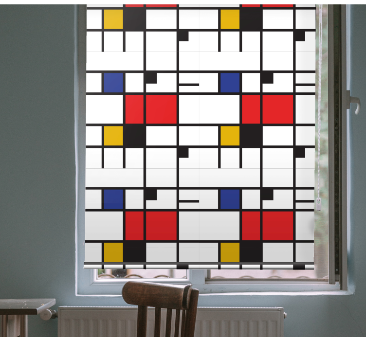 Mondrian geometrinen taide rullaverhot maalaus - Tenstickers