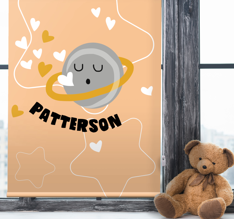 Sydämellinen saturnus nimellä lapsen rullaverho - Tenstickers