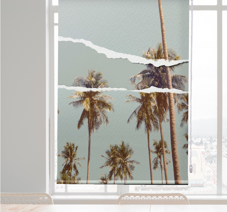 Palmujen kuva repeytyneestä paperityylistä rullaverhot - Tenstickers