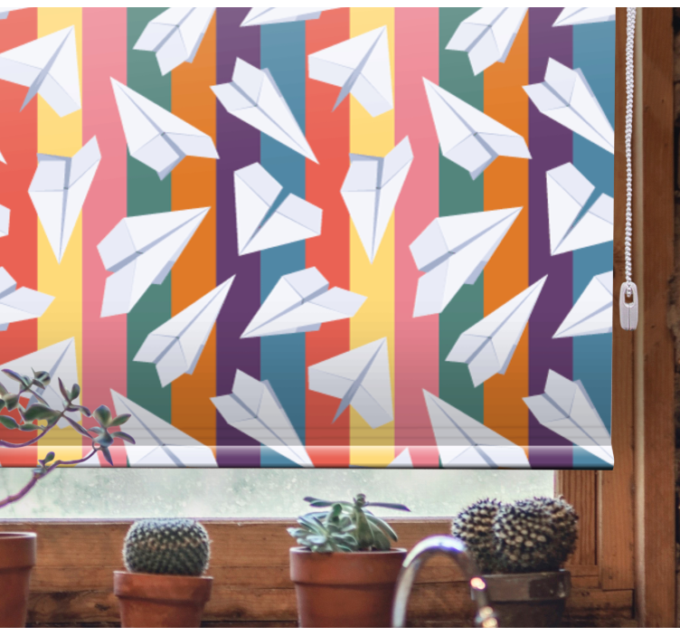 Paperilentokoneiden lento hauska rullaverho - Tenstickers