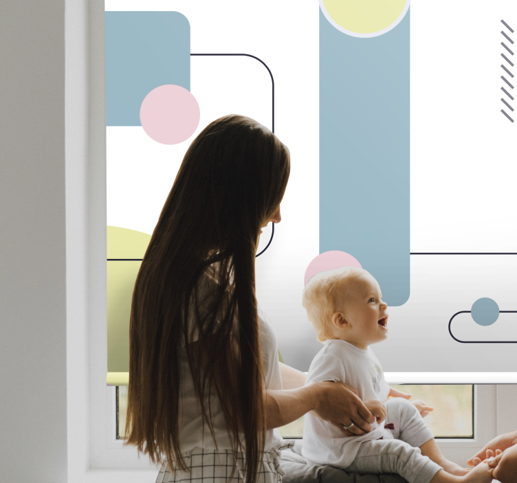 Pastelli geometrinen tausta olohuone rullaverhot - Tenstickers