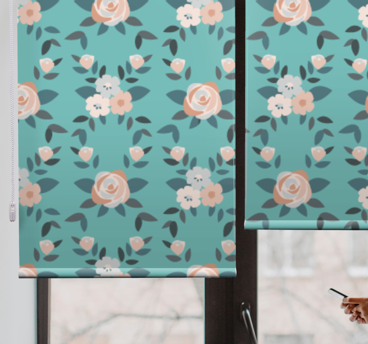 Pastellinväriset ruusut kukkivat ja istuttavat rullaverhot - Tenstickers