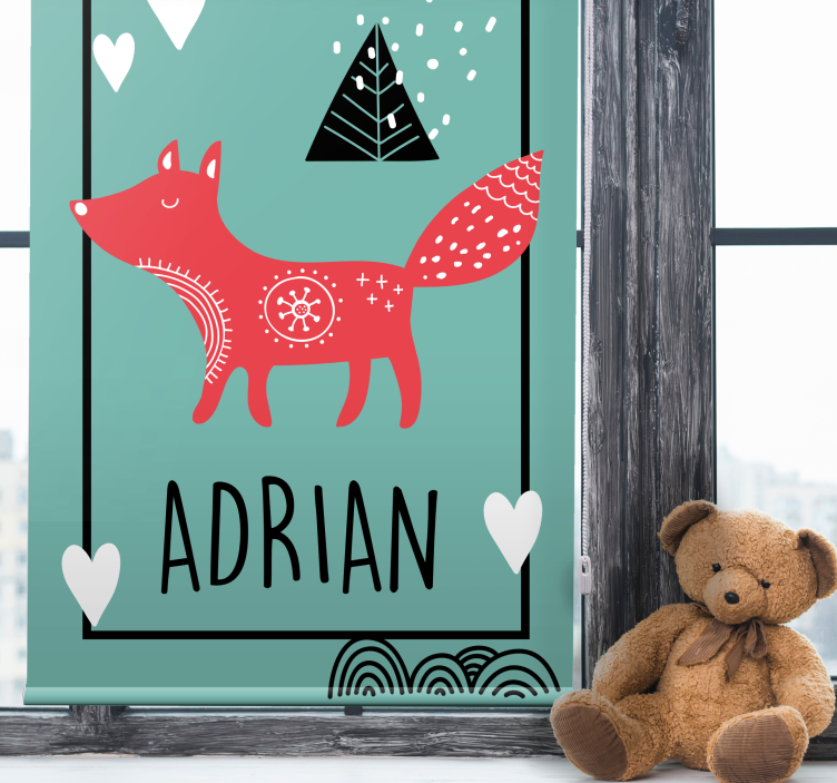 Pohjoismainen kettu sydämillä painettu ikkuna - Tenstickers