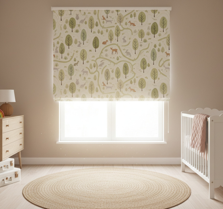 Pohjoismainen rullaverho taiteellinen abstrakti metsäpuu - Tenstickers