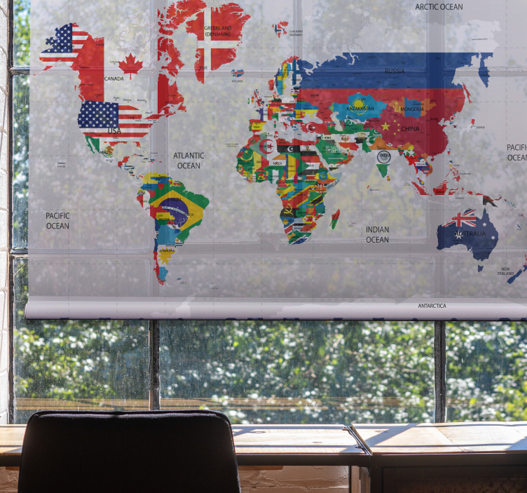 Poliittinen maailmankartta rullaverhot - Tenstickers