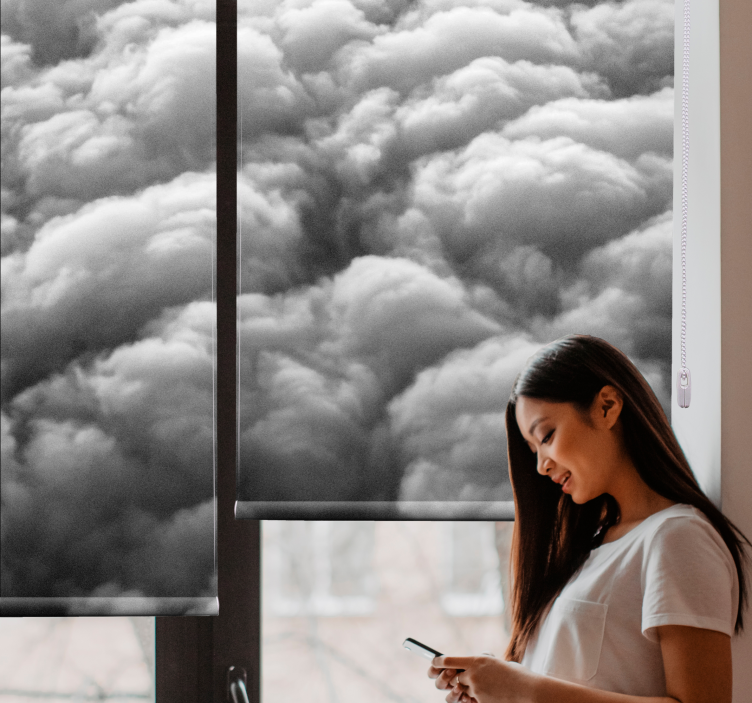 Pörröinen kuvio pilvinen rullaverho - Tenstickers