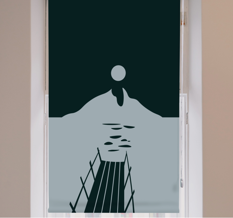 Puinen telakka järvelle moderni rullaverhot - Tenstickers