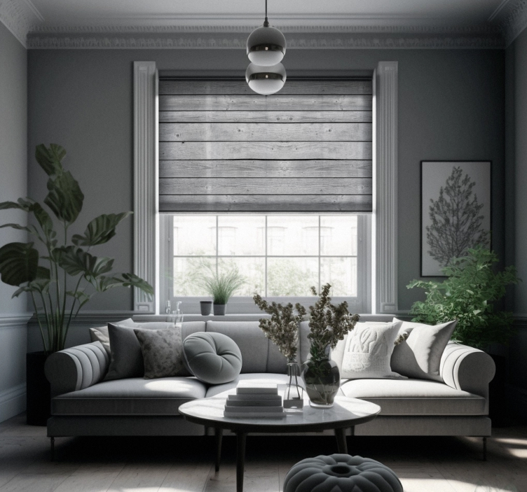 Puinen tummanharmaa maalaismainen Rullaverho - Tenstickers