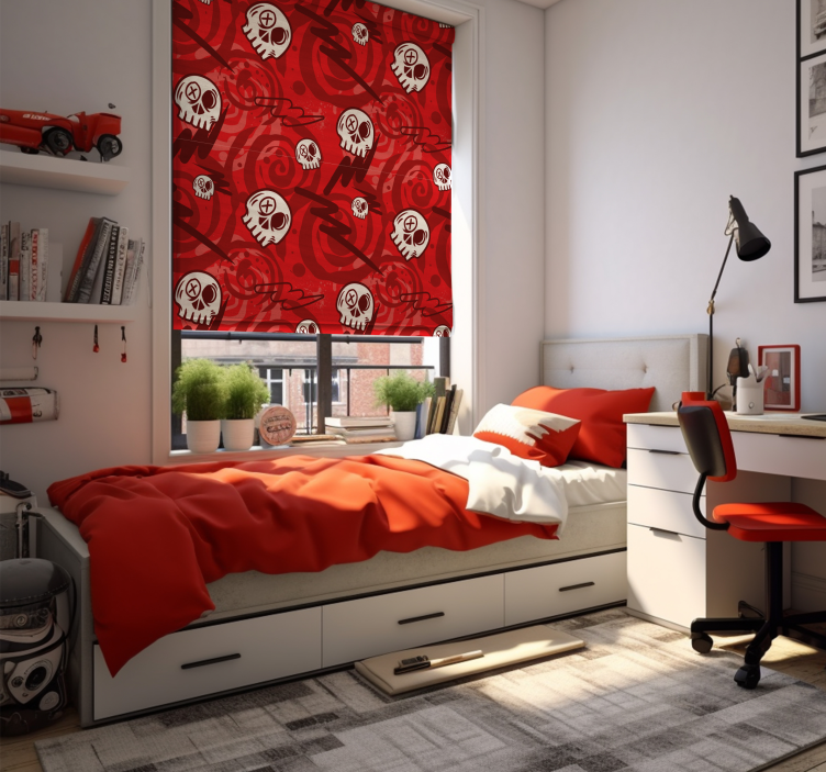 Punainen graffiti kalloilla rullaverho teini-ikäiselle - Tenstickers