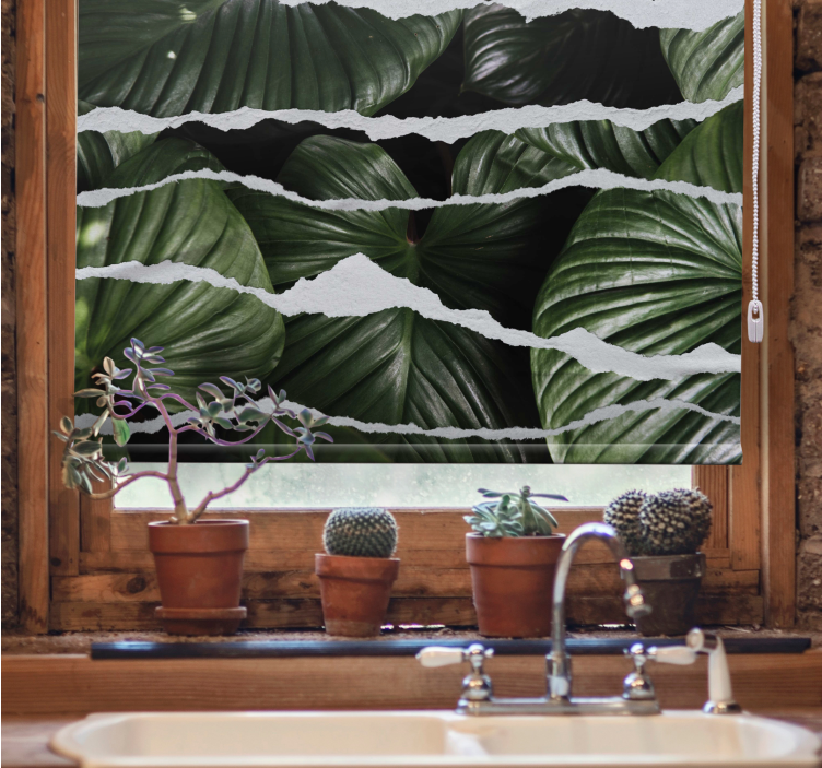 Repeytyneet lehtikuviot rullaverho keittiöön - Tenstickers
