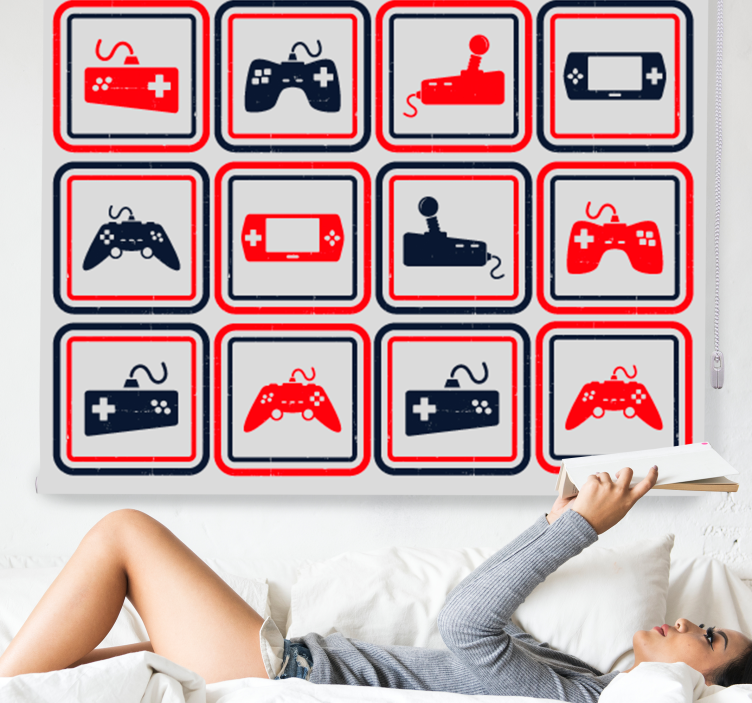 Retro harmaa ohjaimet geek rullaverho - Tenstickers