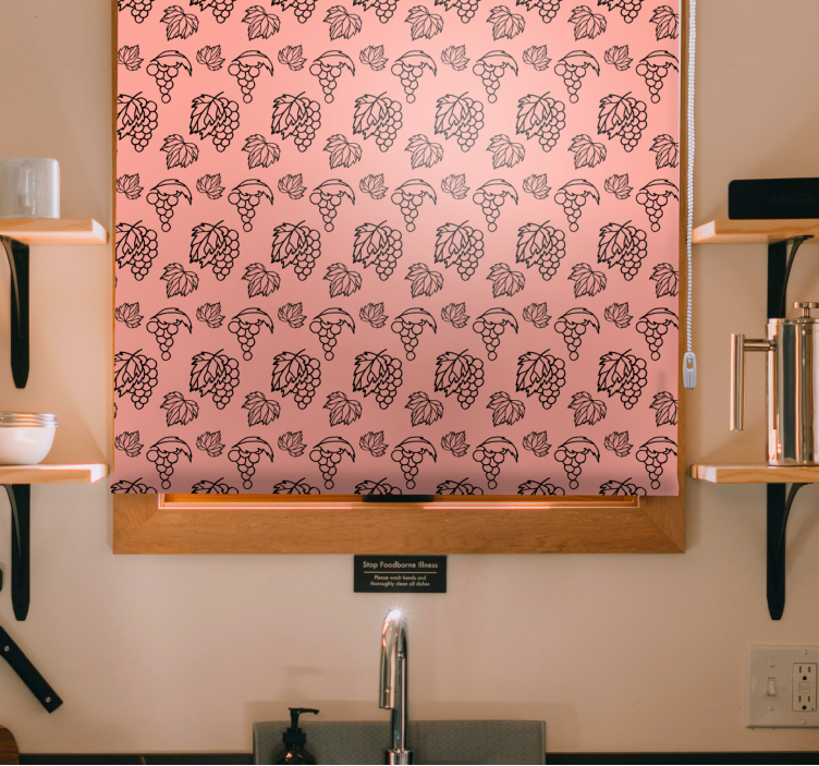 Rypäleiden ja lehtien kuvio hedelmäkuvioitu rullaverho - Tenstickers