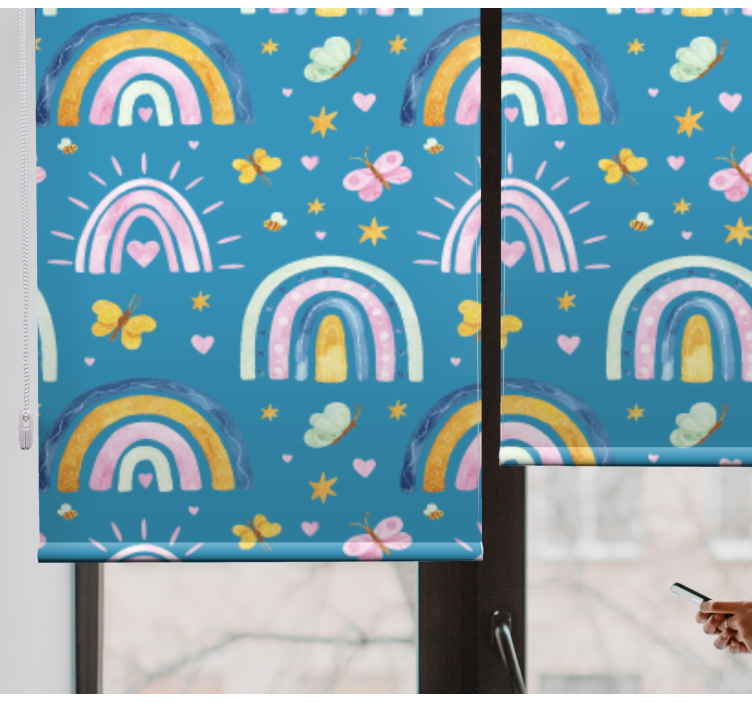 Sateenkaariperhosten suunnittelu lapsen rullaverho - Tenstickers