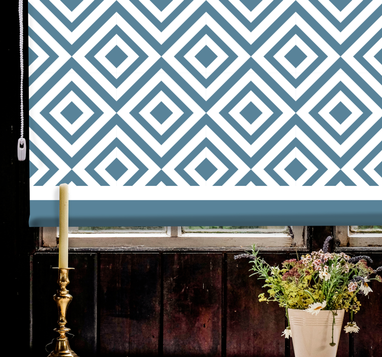 Sininen ja valkoinen neliö kuvio pohjoismainen rullaverhot - Tenstickers