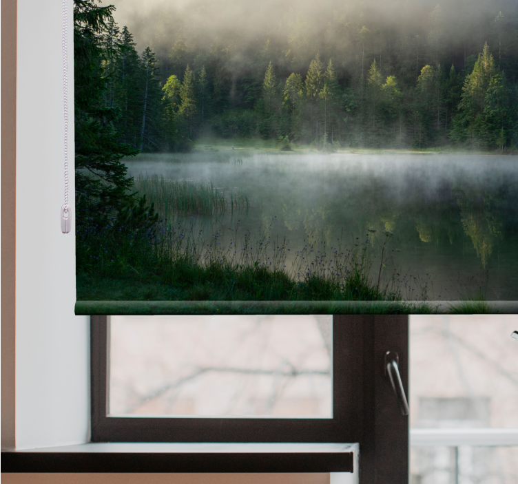 Sumuinen metsäheijastus puukuviollinen rullaverho - Tenstickers