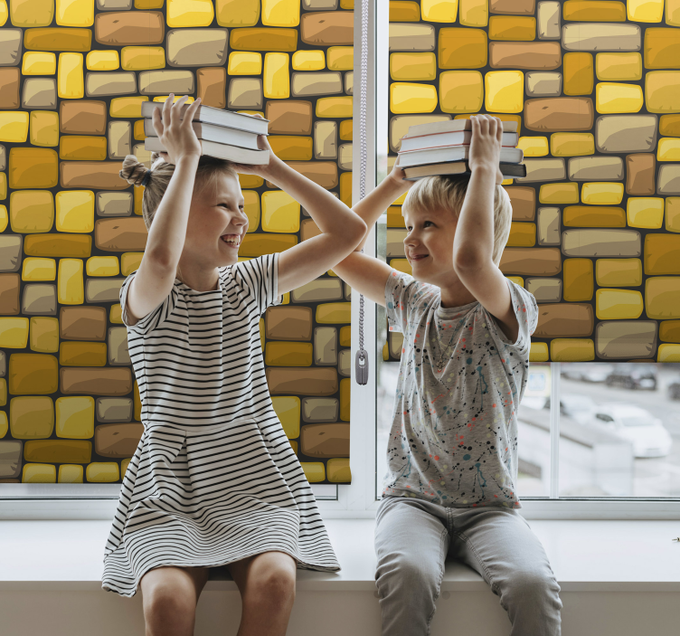 Suorakulmainen keltainen mosaiikki kuvioitu rullaverho - Tenstickers