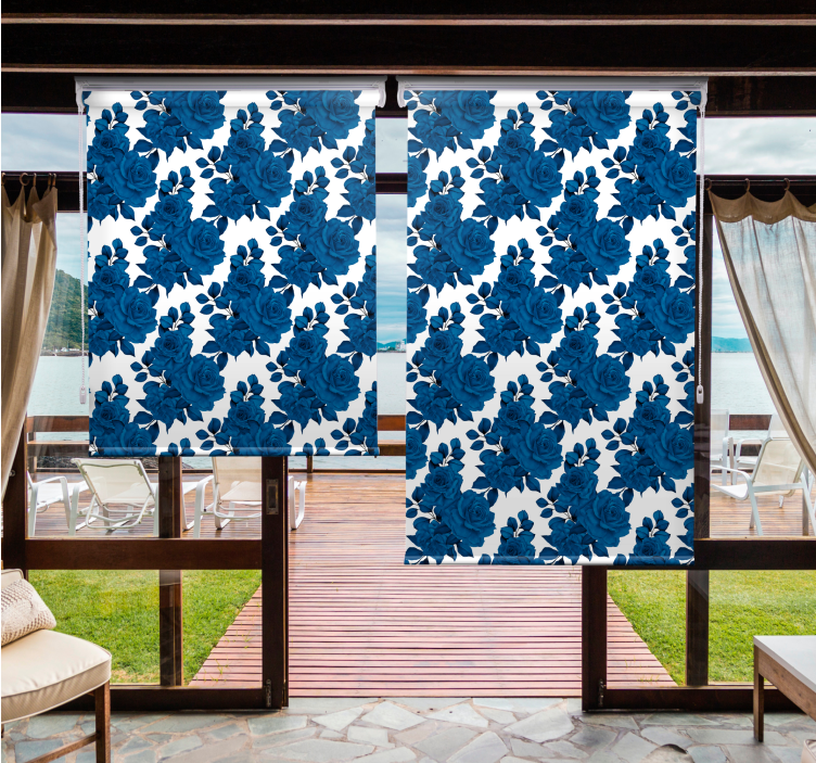 Taivaansininen kukka-aihe kukat ja kasvit rullaverho - Tenstickers