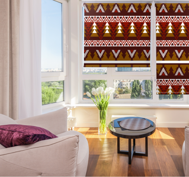 Tribal patterns ruskea alkuperäinen rullaverho - Tenstickers