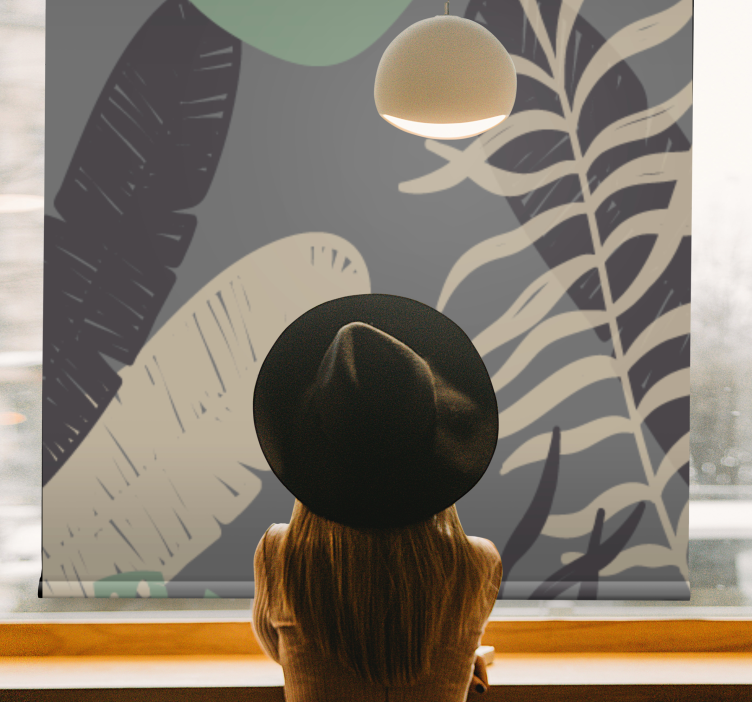 Trooppinen viherkuvio kukat ja kasvit rullaverho - Tenstickers