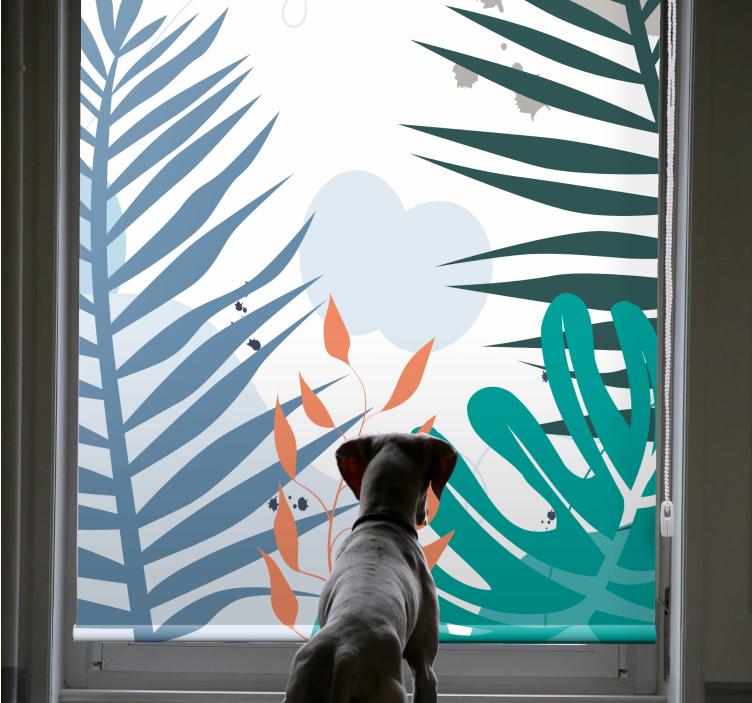 Trooppiset suuret lehdet kukat ja kasvit rullaverho - Tenstickers