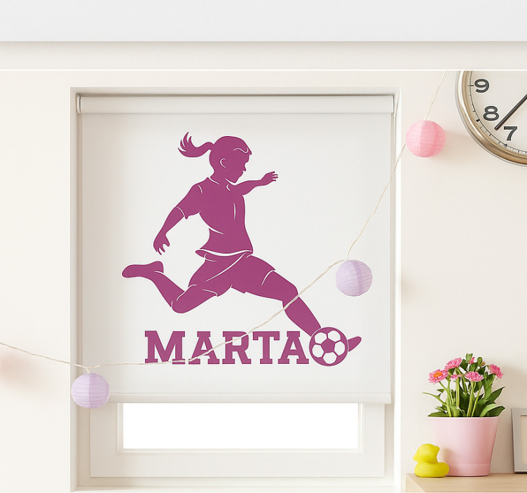 Tyttöjalkapalloilija lapsen rullaverho - Tenstickers
