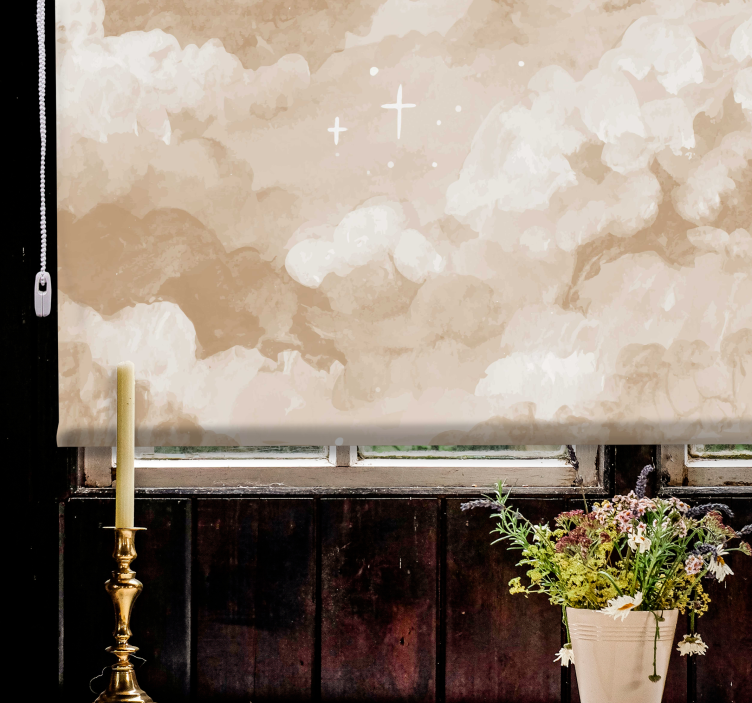 Vaaleanruskea abstrakti maalaus pilvi rullaverhot - Tenstickers