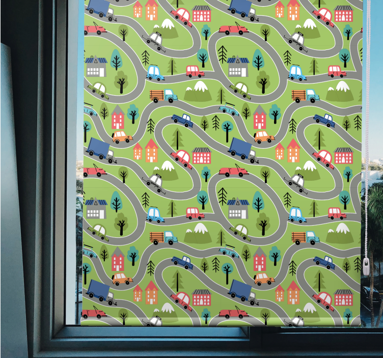Värikkäitä ajoneuvoteitä lapsen rullaverho - Tenstickers