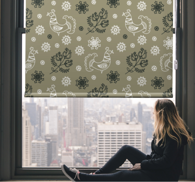 Viehättäviä lintukuvioita eläinkuviollinen rullaverho - Tenstickers