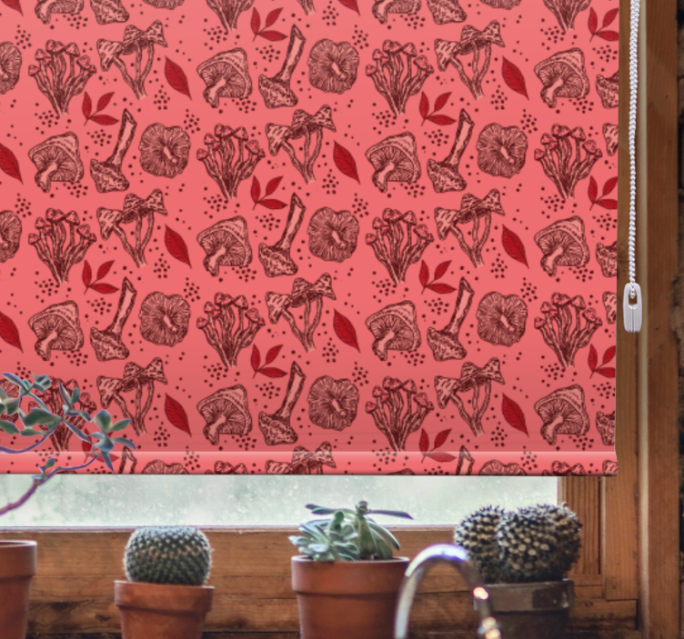 Vintage punainen sieni kuvio keittiö rullaverhot - Tenstickers