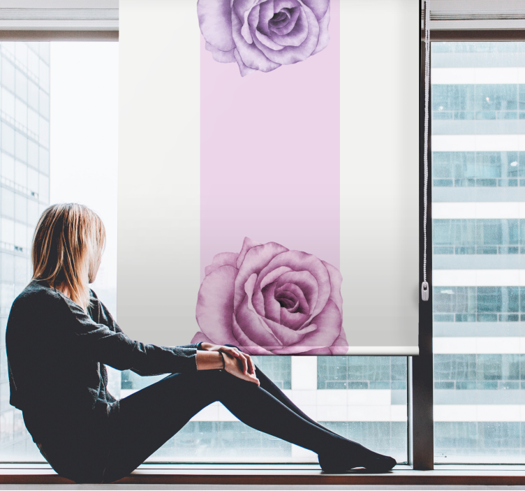 Violetti ruusu aksentti kukat ja kasvit rullaverho - Tenstickers