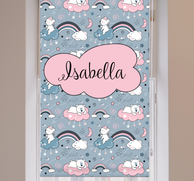 Karhu sateenkaari nimellä lapsen rullaverho - Tenstickers