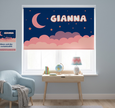 Kuukausi ja taivas muokattava violetti rullaverho - Tenstickers
