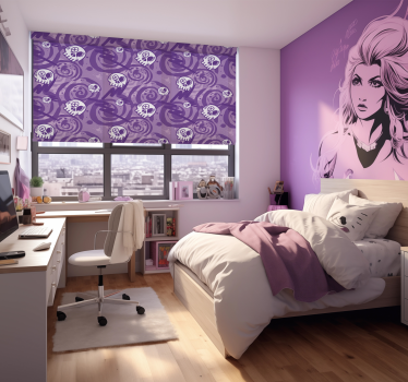 Lila graffiti kalloilla rullaverho teini-ikäiselle - Tenstickers