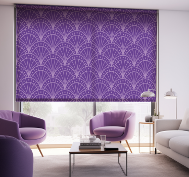 Minimalistinen lila artdeco rullaverho olohuoneeseen - Tenstickers