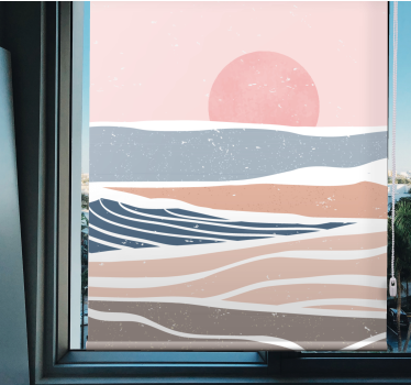Seesteiset auringonlaskun aallot vintage-tyylinen rullaverho - Tenstickers