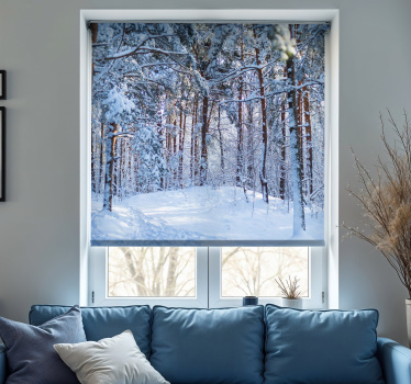 Valkoinen metsä suurilla puilla alkuperäinen rullaverhot - Tenstickers
