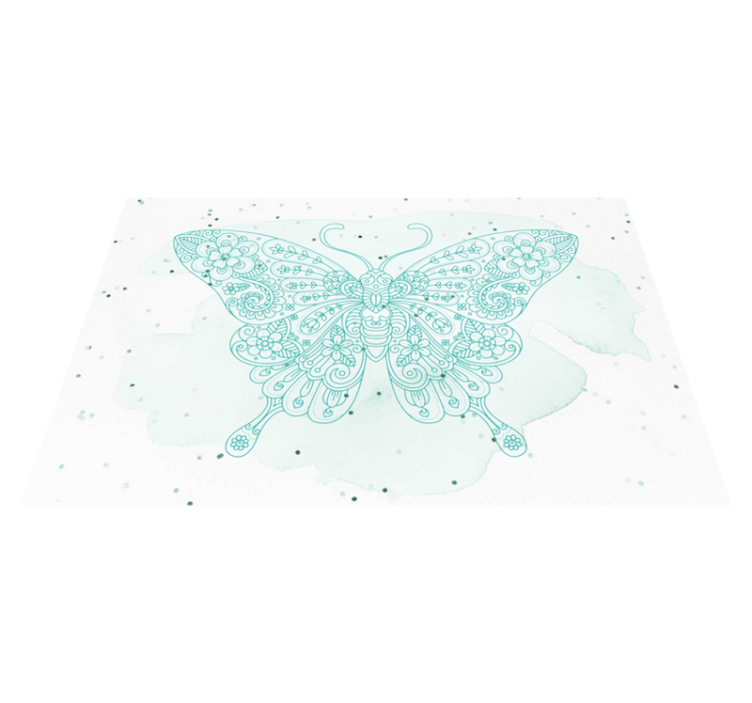 Turkoosi ja mandala perhonen placemats - Tenstickers