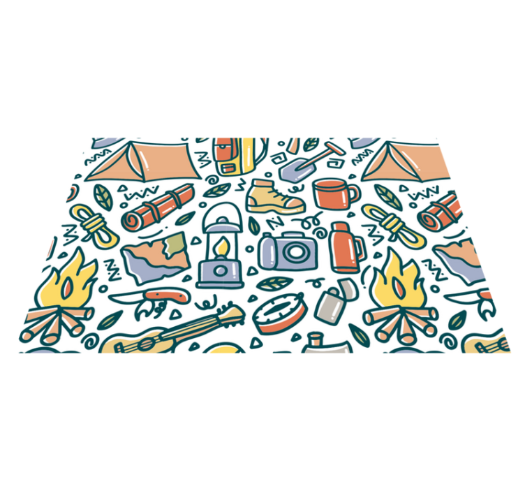 Käsin piirretyt vuoret ja retkeilytavarat lasten pöytätabletti - Tenstickers