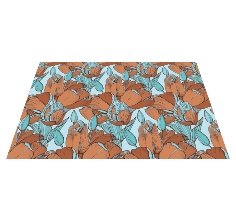 Ruskeat tulppaanit taiteellinen sininen design tyylikäs pöytätabl - Tenstickers