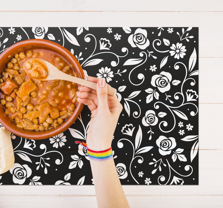 Abstrakti valkoinen kukka kuvio pöytätabletti moderni - Tenstickers