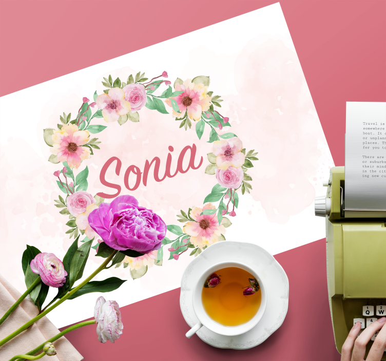 Akvarelli kukkia nimi pöytätabletti - Tenstickers