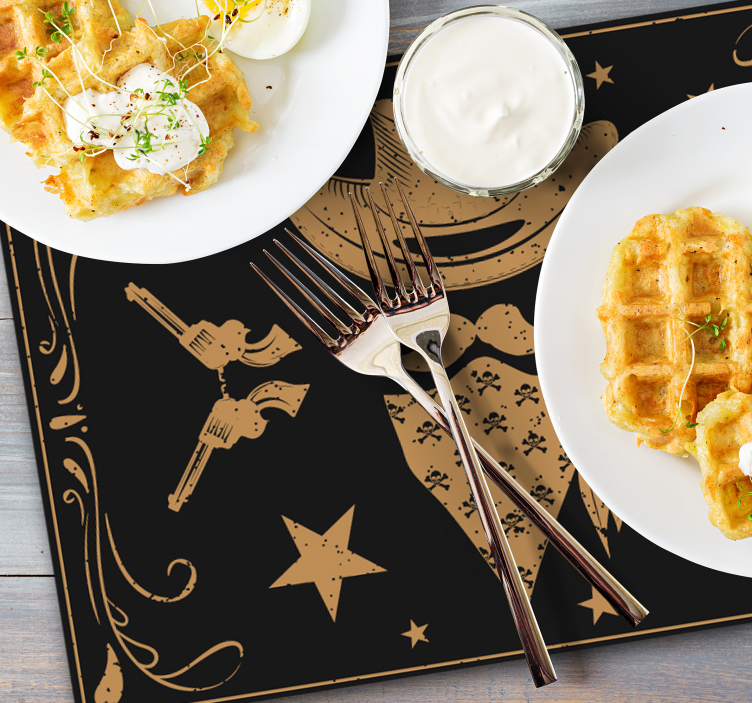 Cowboy-hattu, bandana ja revolverit pöytätabletti - Tenstickers