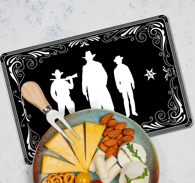 Cowboy ja hevoset malli musta pöytätabletti - Tenstickers