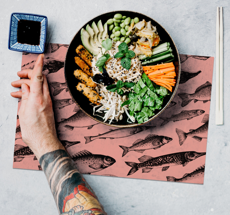 Käsin piirretty kala tekstuuri pöytätabletti - Tenstickers